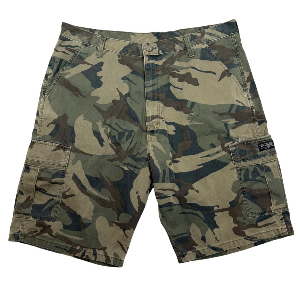 Wrangler Camo Cargo Shorts Men's Size 38 Green Lightweight Utility Oudoors
